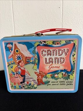 Vintage Hasbro Candy Land Tin Lunchbox in Blue and Red